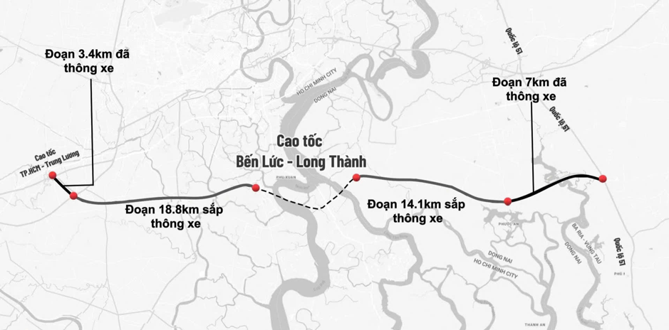 Các đoạn sắp thông xe vào tháng 4/2025