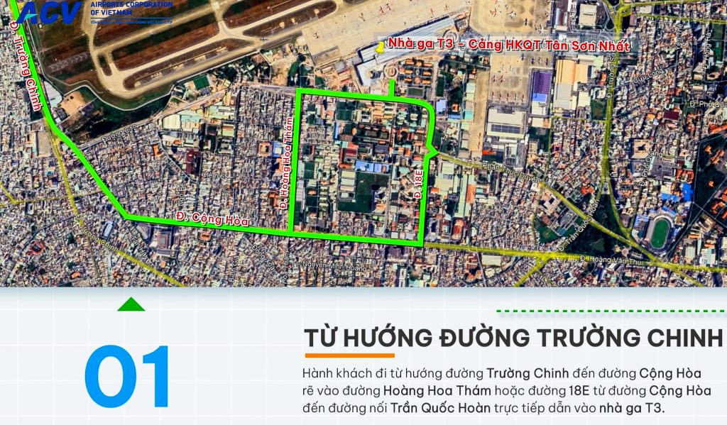 Hướng đến nhà ga T3 từ đường Trường Chinh